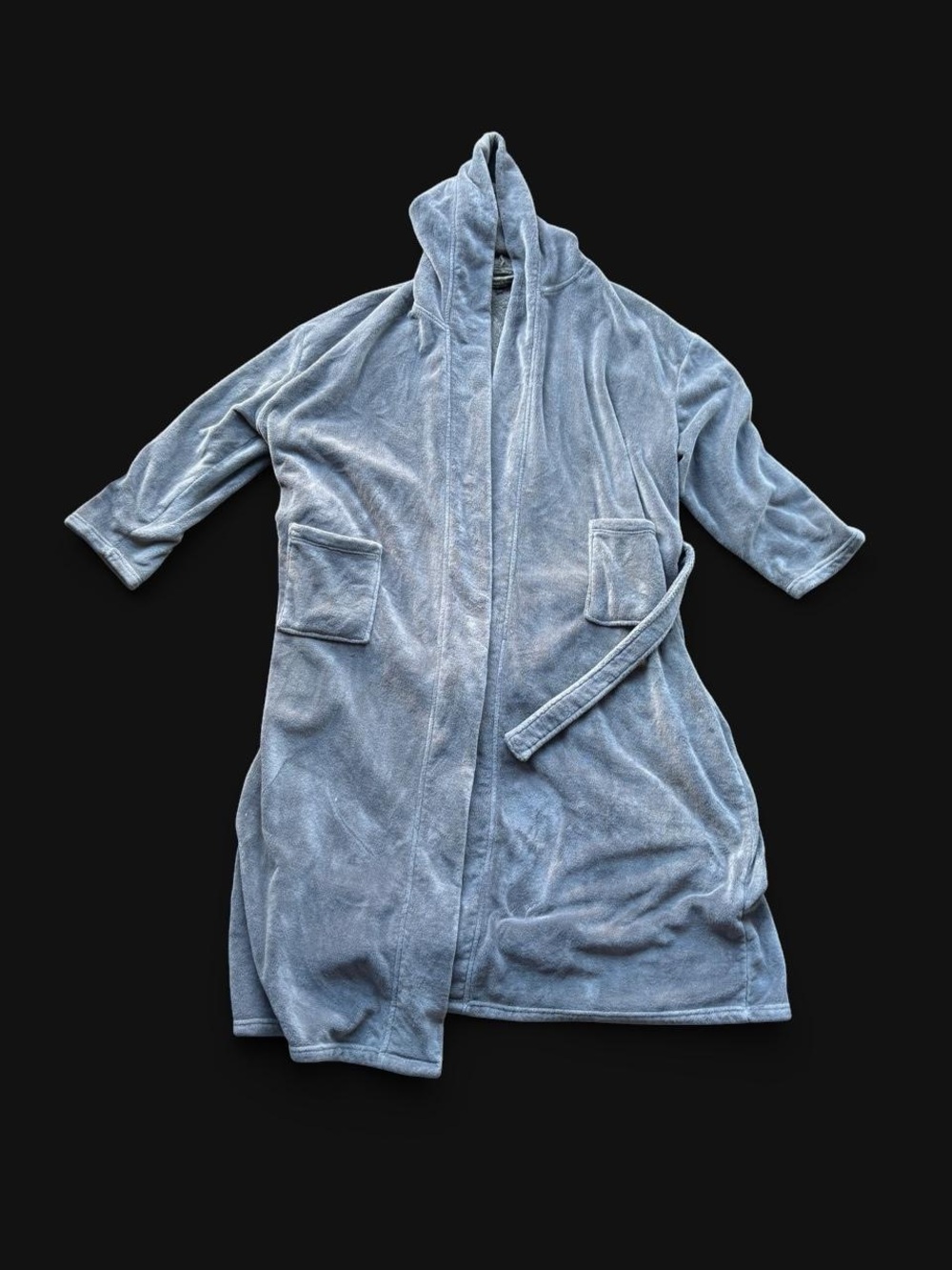 ✨ Gray velour robe with hood and tie waist✨